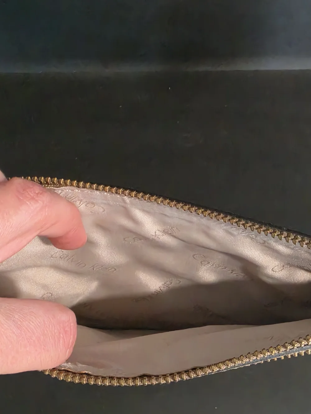 Calvin Klein Metallic Bronze Wristlet Clutch
